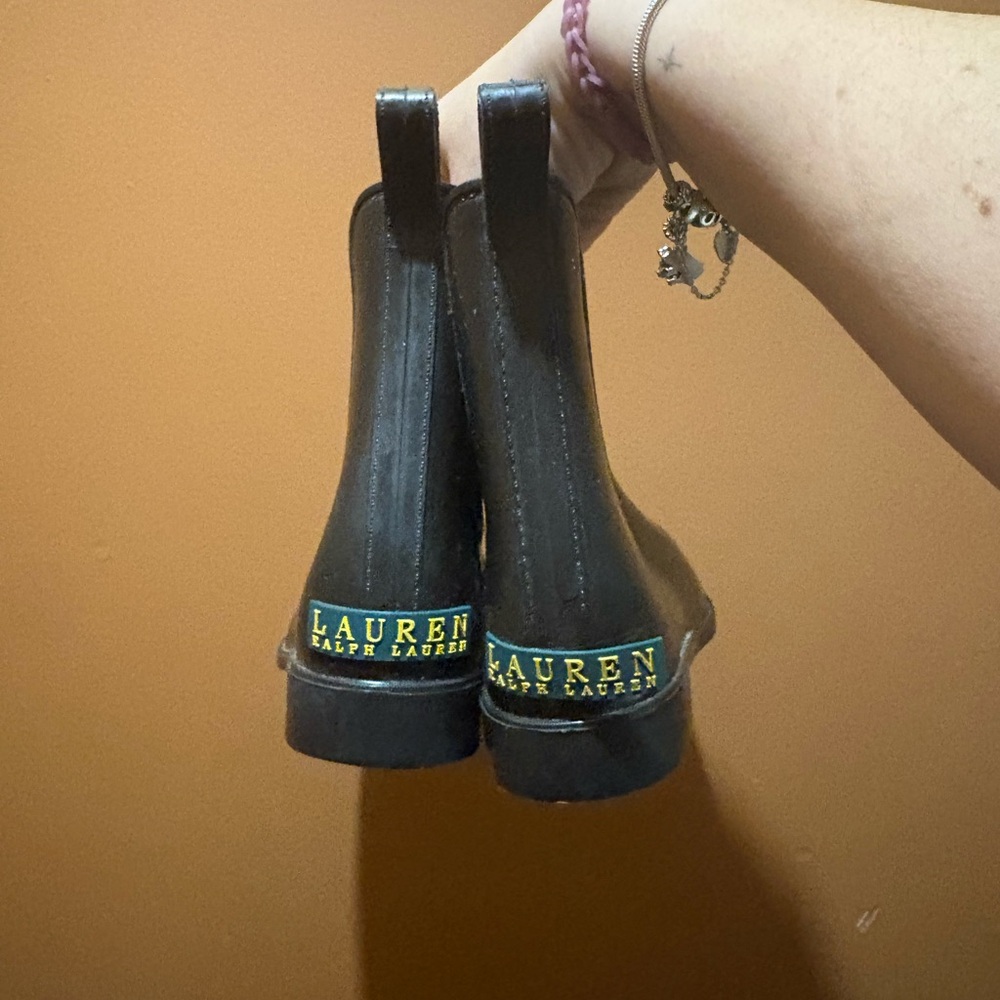 Women's Ralph Lauren Rain Boots with Green Trim - Picture 6 of 13